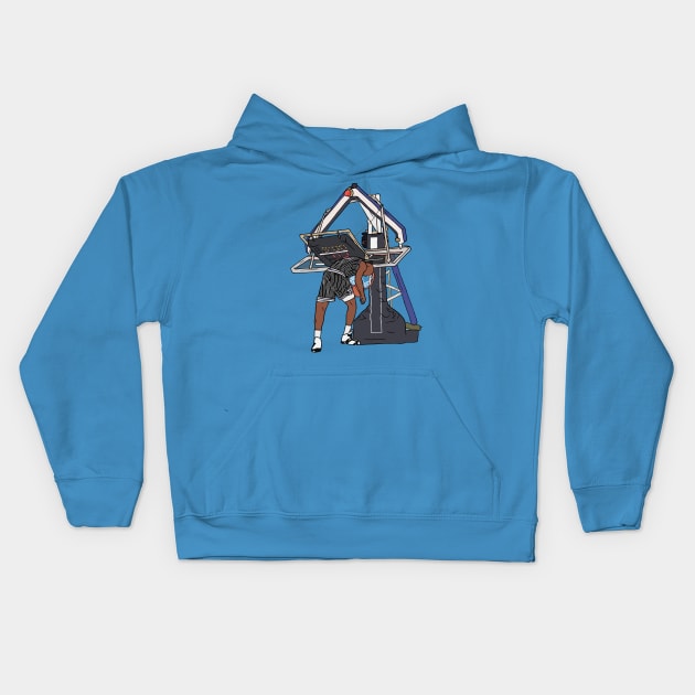 Shaquille O'Neal Broken Backboard Kids Hoodie by rattraptees